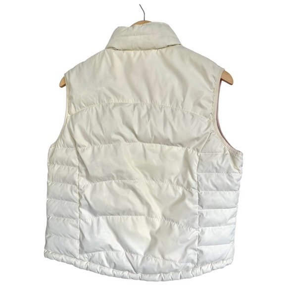 LL Bean Reversible Coral Floral Cream Down Puffer Vest Size Medium - Picture 12 of 15